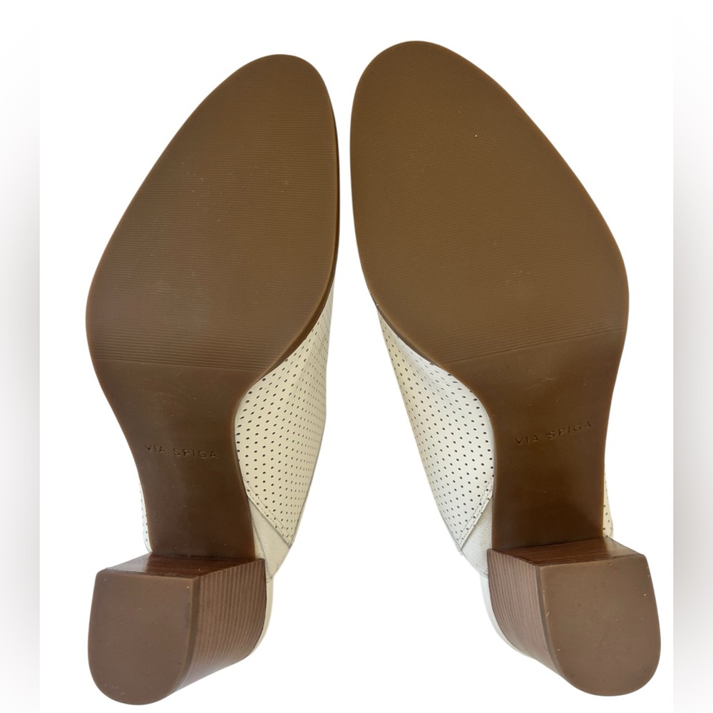 Via Spiga Salmah Milk Mules Ivory Slip-On Block Heel Shoes - Picture 7 of 11